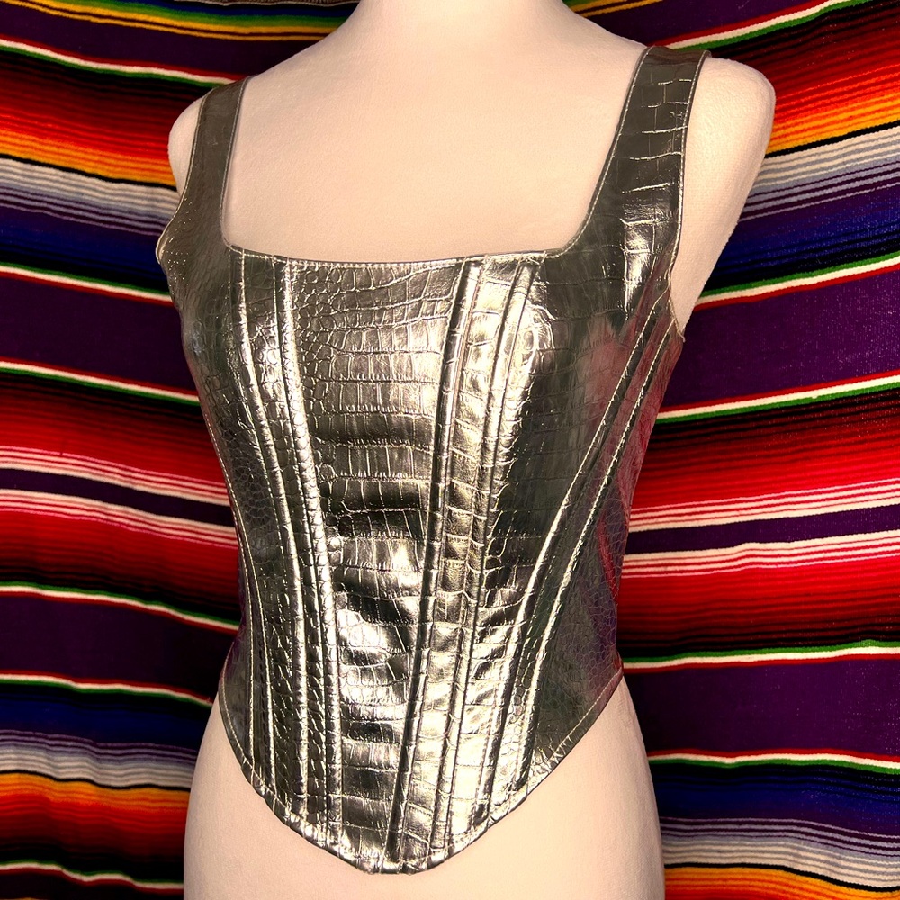 ⭐Silver Metallic Corset Top